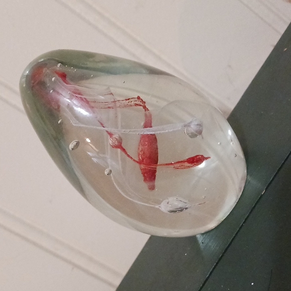 VINTAGE Blown Glass Inside of Heavy Glass DNA Swirled Paperweight - Picture 8 of 8